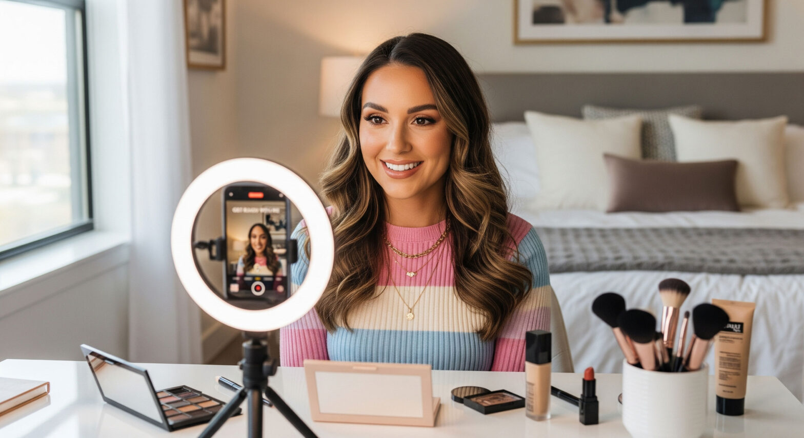 Influencerin dreht TikTok Video